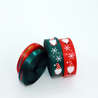 Ruban de Noël décoratif en polyester imprimé bonhomme de neige et sapin, double face, largeur personnalisable, vente en gros