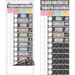 Tabla de horarios diarios de bolsillo de 13 x 35.5 pulgadas, gestión visual del tiempo, regreso a clases, formato de panel de plástico rectangular - Product Image 1
