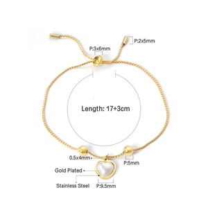 Asonsteel New Charm <b>Pearl</b> Heart Pendant Chain <b>Bracelet</b> Adjustable Size for Girl Gift - Product Image 3