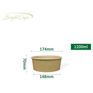 Recipiente desechable para alimentos, 1200ml, cuenco Kraft para ensaladas, embalaje de papel para llevar, juego de ensaladeras, proveedor de productos de Filipinas - Product Image 2
