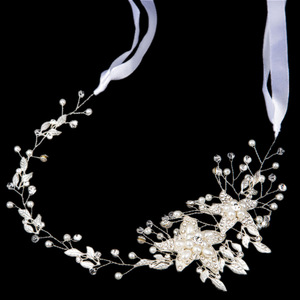 Bandeau de <span class=keywords><strong>mariage</strong></span> couleur argent perle strass, accessoires de cheveux pour femmes, accessoires ornements de cheveux, bijoux couvre-chef de mariée - Product Image 4