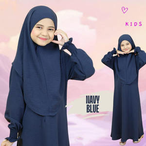 2025 Sharut tam uzunlukta Khimar Abaya seti toptan islam Eid namaz elbise yumuşak krep 2 parça çocuklar kızlar Abaya Khimar ile Set - Product Image 3