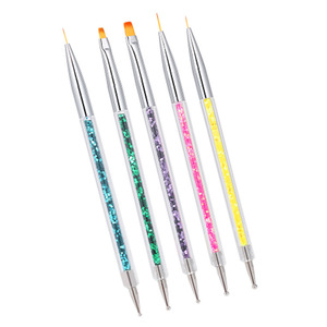 5Pcs Nylon Nail Art Brush <b>Set</b> <b>Crimped</b> Ferrule Glitter Handle Painting Pens for UV Gel Line Drawing - Product Image 2