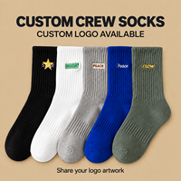 Chaussettes de sport athlétiques en coton mélangé côtelé pour hommes, avec logo personnalisé brodé, marque privée OEM, pour l'entraînement quotidien