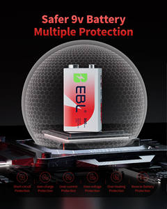 EBL 9V Baterías Recargables de Litio de 9 Voltios, Paquete de 4 Baterías EBL 9V Recargables de Iones de Litio de 600 mAh - Product Image 5