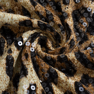 Falda Corta Elástica de Poliéster con Cintura Imperio, Lentejuelas, Estampado de Leopardo Vintage y Cuentas Antiarrugas para Mujer ZONA - Nueva Moda - Product Image 6