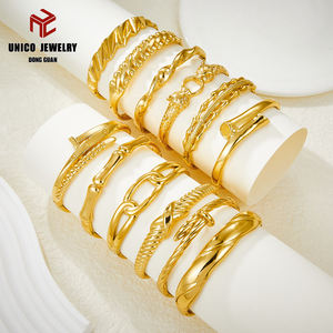 צמיד יוניסקס וינטג' טרנדי מצופה זהב 18 קראט מפלדת אל-חלד מלוטשת עם קריסטל ריינסטון לאירועי חתונה ומסיבות - Product Image 1