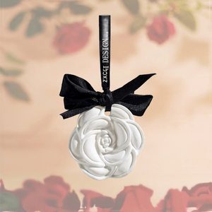 Elegant White Rose Hanging <b>Car</b> Freshener Resin Long Lasting Scent Natural Evaporation No Electricity Needed - Product Image 3