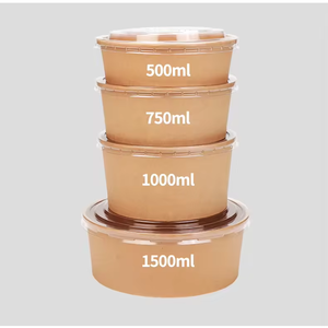 Tazones de Papel Kraft Desechables Ecológicos con Impresión Personalizada, 24 oz, con Tapa, Biodegradables, Compostables, Aptos para Microondas, para Sopa y Ensalada - Product Image 3