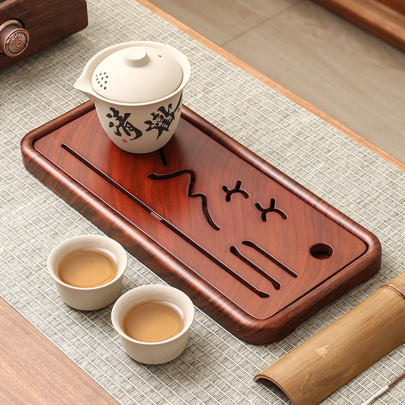 Small Nan Yan tea tray, 33*15*2.2CM, contains one teapot and two cups.