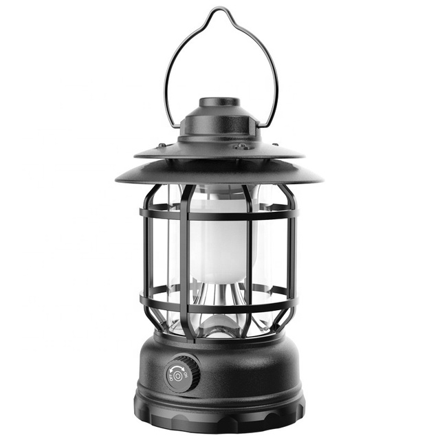 Retro Outdoor USB Rechargeable White Light Cob Camping Lantern Lamp with Type-C for Camping