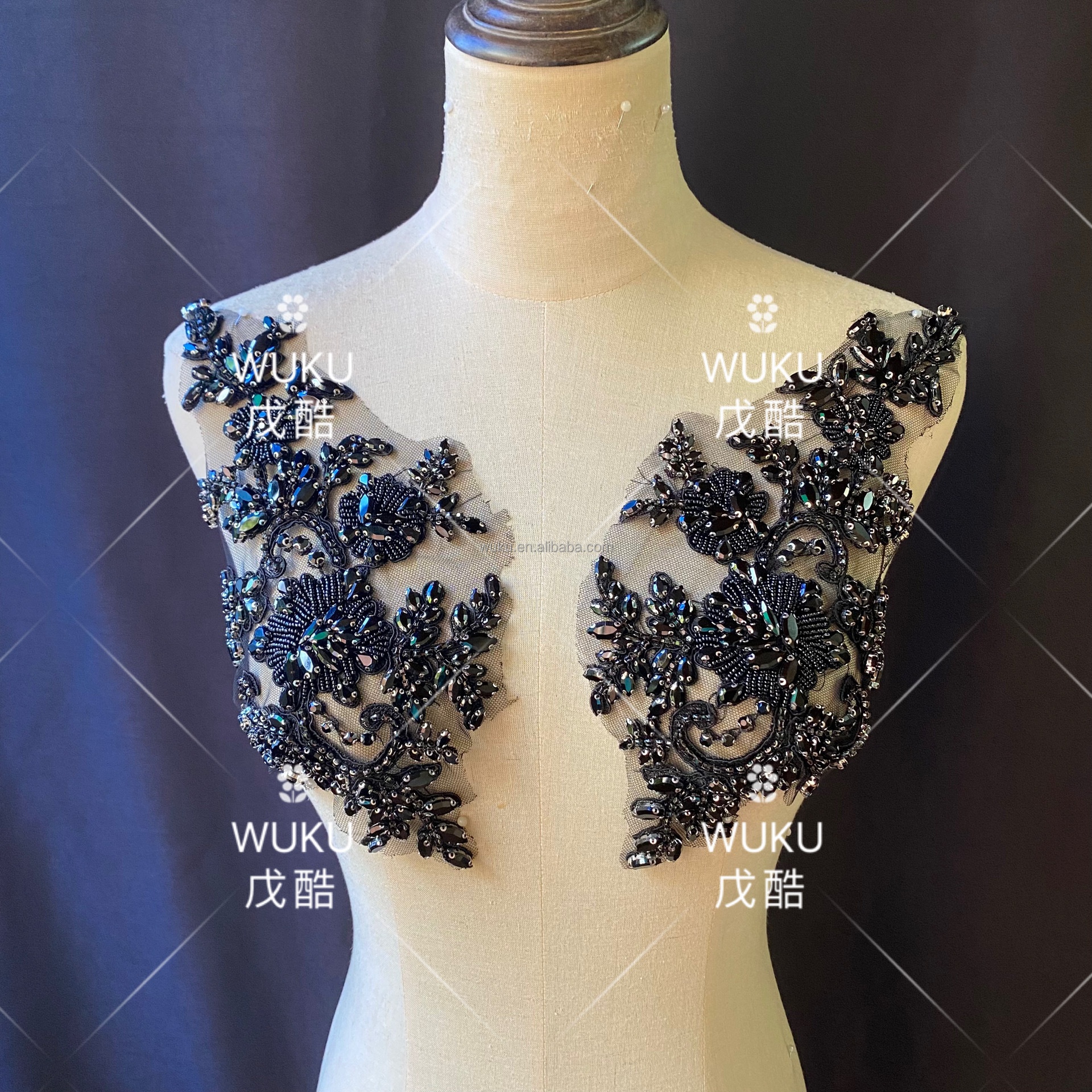 Black Sew on Beads - Flatback Resin Rhinestones for Garment Decor