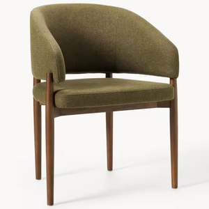 Yüksek kaliteli mobilya kadife Nordic kumaş katı yemek sandalyeleri balkon otel restoran basit Retro ahşap kafe sandalyesi - Product Image 1