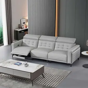 Sofá Reclinable Eléctrico Moderno y Lujoso Personalizable, Sofá <span class=keywords><strong>Cama</strong></span> Seccional de Cuero PU/Cuero Vacuno, Diseño Cómodo y Moderno para Sala de Estar - Product Image 1