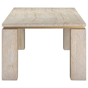 Kumusi Furniture Modern Marble Rectangle <strong>Dining</strong> Table with <strong>Chairs</strong> <strong>Set</strong> <strong>4</strong> 6 8 Seater Beige Travertine Stone Metal Furniture Design - Product Image 4