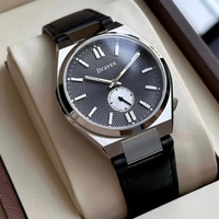 Montre mécanique pour homme, cadran à texture fine, affichage des secondes, index lumineux, boîtier en acier inoxydable, montre-bracelet décontractée pour homme