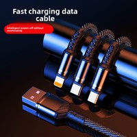 Câble de charge et de données tressé en nylon 3-en-1 USB-A/Micro USB/Type-C, 100W, charge rapide 5A, personnalisable – Cadeau d'affaires