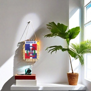 Bandiera della <span class=keywords><strong>Repubblica</strong></span> Dominicana con Frange per Finestrino, Decorazione per Specchietto Retrovisore Auto con Ventosa, per Decorazione Auto - Product Image 1