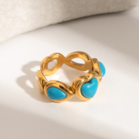 Bagues Cœur Turquoise Gaovo – Collection Premium en Acier Inoxydable Plaqué Or 18K et Acier Titane – Bijoux de Mode