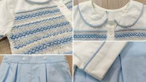 Mameluco Clásico para Bebé Niño con Bordado a Mano - Traje Tipo Bobby con Botones Azules y Bordado Geométrico, Venta al por Mayor 2026 - Product Image 5