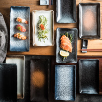 Assiette carrée en céramique de style japonais de 8/10 pouces pour barbecue, fondue, sushis, plats occidentaux, steak, vaisselle de restaurant