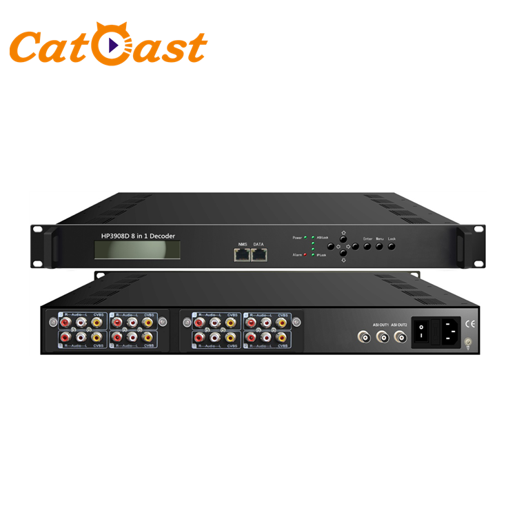 Iptv головной декодер приемник IP ASI видео преобразователь 8 в 1 IP в AV цифровой спутниковый ТВ приемник