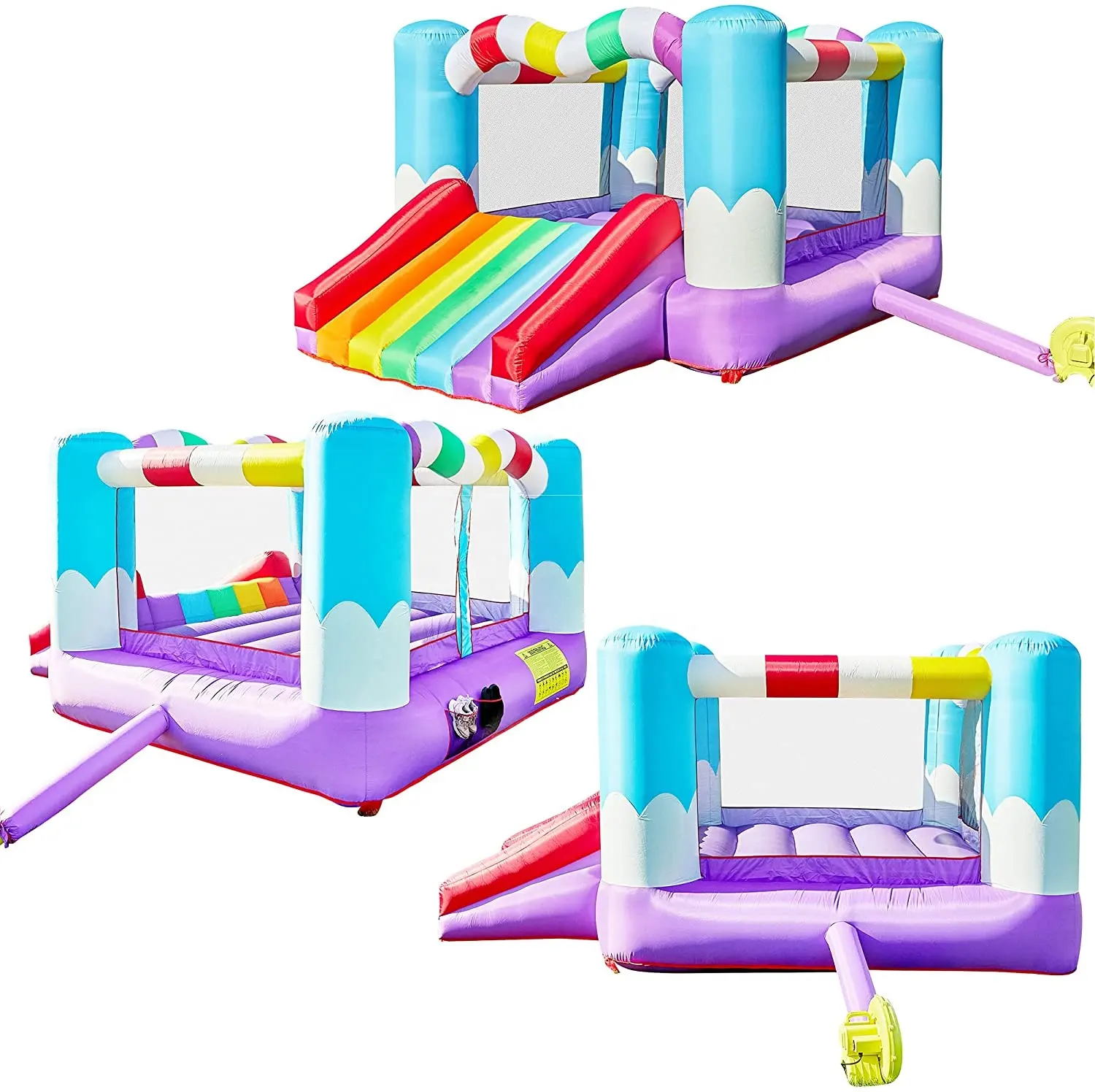 Fantasi Bounce House dengan Lampu dan Suara Interaksi Inflatable Rainbow <span class=keywords><strong>Bouncer</strong></span>