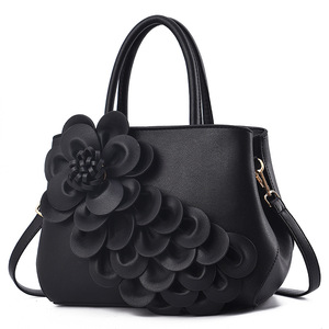 Korean Style Single Shoulder Handbag for Women Casual <b>Zip</b> Closure <b>Tote</b> with Flower Vase Design RTS Bulk Mixed Order - Product Image 2