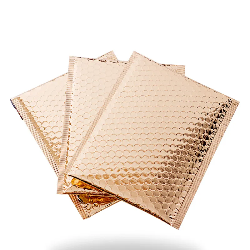 사용자 정의 인쇄 레드 그린 핑크 퍼플 실버 로즈 골드 호일 금속 패딩 포장 가방 폴리 봉투 거품 우편물