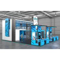 Diseño de Stand Abierto Multifuncional de Madera con Techo de Celosía para Exposiciones Globales