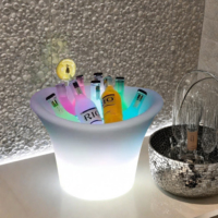 Refroidisseur de vin à batterie rechargeable Seau à glace LED personnalisé de haute qualité Refroidisseur de maison rougeoyant rechargeable pour les fêtes de KTV/discothèque