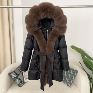 Abrigos acolchados al por mayor de alta calidad con capucha de piel grande Chaqueta acolchada impermeable para mujer Invierno - Product Image 3