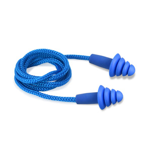 BDS OEM CE 38db Silicona azul Reducción de ruido de cuatro capas Tapón para los oídos 100/BOX Accesorios de protección auditiva reutilizables con cable - Product Image 5