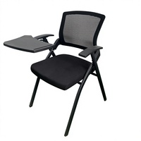 Chaise de conférence ergonomique en maille noire avec tablette d'écriture pour salle de réunion et bureau – Vente en gros