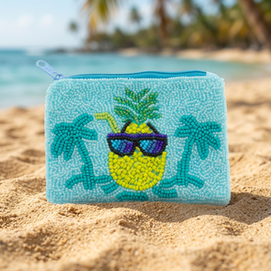Sac de voyage cosmétique en feutre non tissé imprimé à l'écran avec motif d'ananas tropical de dessin animé, avec pochette zippée - Product Image 2