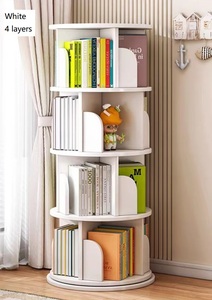 Estantería moderna de madera con rotación redonda Simple, estantería de esquina, 46*46*157 cm de altura, gris, blanco, rosa, azul, amarillo, almacenamiento de libros - Product Image 3