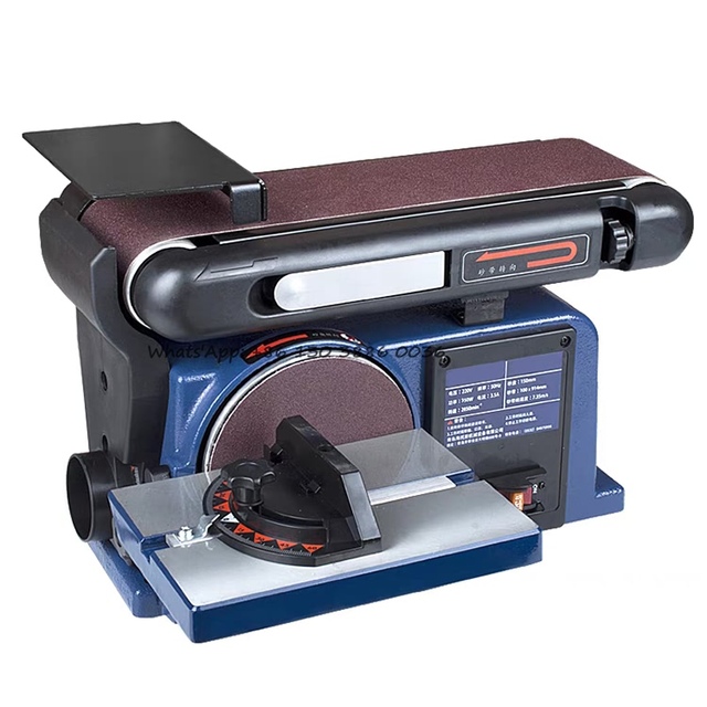Industrial 4X6" Woodworking Polishing Grinding Machine Mini Wide Belt Sander 150mm Disc Sander Adjustable Bench Grinder for Wood