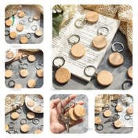 Vente en gros de porte-clés en bois personnalisés, blancs, diamètre 4 cm, écologiques, durables, forme ronde, pour bricolage, cadeaux, artisanat, gravure au laser