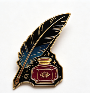 Custom Feather and Ink Bottle Enamel <b>Pin</b> Gold Plated Metal <b>Badge</b> Souvenir <b>Pin</b> for Clothing and Gift - Product Image 2