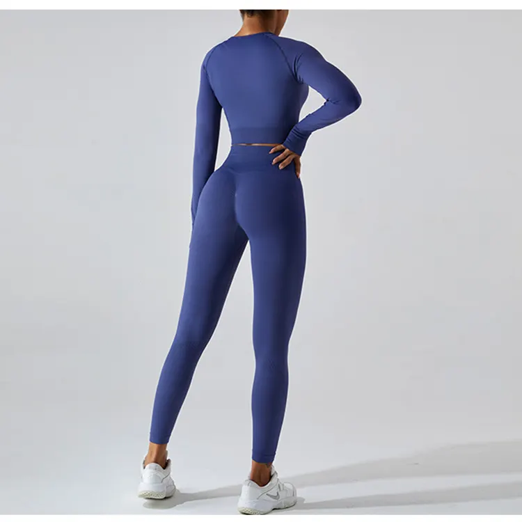 Camicie a maniche lunghe per Yoga con vendita calda Leggings per Lifting il sedere collant di alta qualità Set allenamento Fitness per palestra da donna