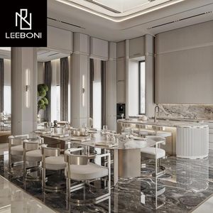 Tùy Chỉnh Thiết Kế Sang Trọng Chất Lượng Cao Đồ Nội Thất Nhà Thép Không Gỉ Bằng Đá Cẩm Thạch Hàng Đầu Bàn Ăn Đặt - Product Image 4