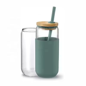 Nouvelle conception – Gobelet en verre borosilicate de 500 ml avec paille et couvercle en silicone, design classique, idéal pour les fêtes - Product Image 3