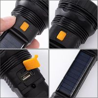 Lampe de poche solaire multifonction, lampe de poche d'urgence Rechargeable LED longue portée pour l'extérieur batterie Rechargeable Ni-mh 80 DC 6V >12