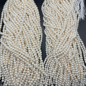 Collana di Perle Naturali d'Acqua Dolce Bianche 2-12mm, Filo di Perle d'Acqua Dolce Quasi Rotonde 37cm 4mm per Creazione di Gioielli - Product Image 2