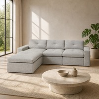 Integriertes Schaumstoff-Rückenkissen, komprimiertes Sofa, modular, L-Form, vakuumverpackt, Gitter-Steppung, Wohnzimmermöbel, OEM