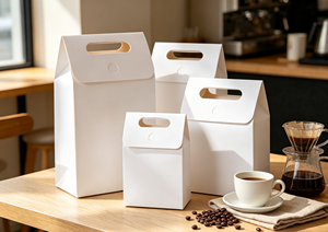 Multi-size White Flip Handle Stand-up Bags Made Thick White Cardboard Eco-Friendly Recyclable Four-Color Printing Integrated - Product Image 2