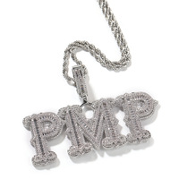 Collier Hip Hop Personnalisé DIY à Assemblage Libre, Lettres Initiales en Diamants Entiers, Épines et Cubes de Sucre, Bijoux Bling Personnalisés