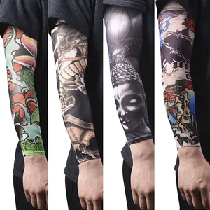 QAKGL Fashion Men Women Seamless Nylon Fa ke Tattoo Sleeves Designs Body Arm Custom Fake Tattoo Sleeves For Cool Men Women