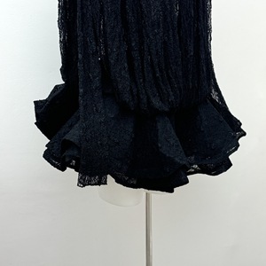 Abito Mini a Due Pezzi in Pizzo Bianco con Maniche Lunghe, Collo Alto, Traspirante, Elastico in Vita e Linea A - Product Image 6