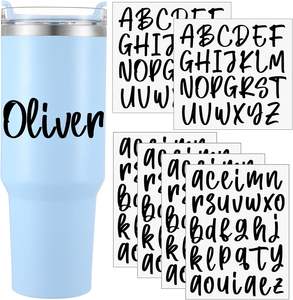 Personnalisation acceptée, 6 pièces UV pour enveloppement de tasses, lettrage <span class=keywords><strong>vinyle</strong></span>, autocollants alphabet pour décoration de vêtements, dessin animé DIY - Product Image 1